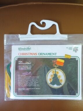 NWT WonderArt Christmas Tree Ornament Needlepoint Kit #6893, Vintage
